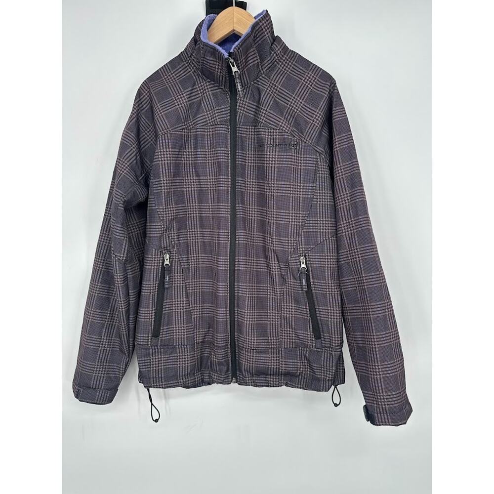 Free Country Jacket Womens M Purple Plaid Plush Lined Ski Snowboard Softshell‎
